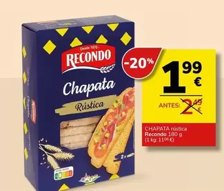 Oferta de Recondo - Chapata Rustica por 1,99€ en Supermercados Charter