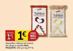 Oferta de MELS Paquete - Barquillos Rellenos De Crema De Cacao O Vainilla por 1€ en Supermercados Charter