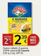 Oferta de El Caserío - Queso Rallado 4 Quesos 100% Natural por 2,39€ en Supermercados Charter