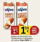 Oferta de Alpro - Bebida De Almendras Del Mediterraneo O Almendras Sin Azucar por 1,59€ en Supermercados Charter