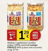 Oferta de Luengo - Alubias O Garbanzos Cocidos Origen 100% Nacional por 1,29€ en Supermercados Charter