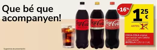 Oferta de Coca-Cola - Original, Zero Azúcar Zero Cafeína O Zero Azúcar por 1,25€ en Supermercados Charter