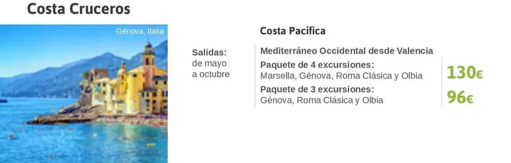 Oferta de Costa -  Cruceros por 96€ en Viajes El Corte Inglés