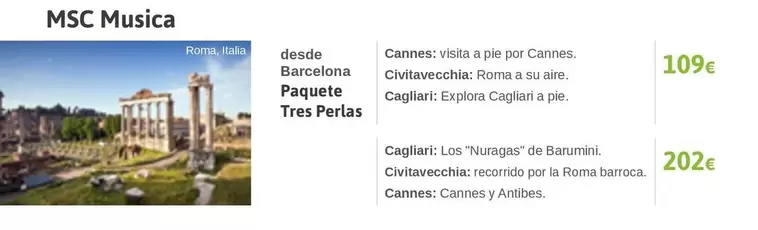 Oferta de Roma - MSC Musica por 109€ en Viajes El Corte Inglés