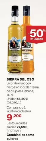 Oferta de Sierra - Licor De Orujo Con Hierbas Icero De Crema De Orujo De Lubina por 18,39€ en El Corte Inglés