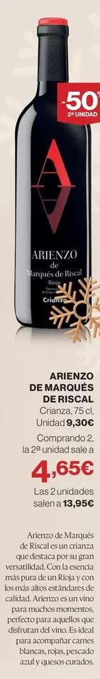 Oferta de Marqués de Riscal - de Banqueador de Riscal en El Corte Inglés