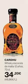 Oferta de Cardhu - Whisky Escoces De Malta 12 Anos por 34,2€ en El Corte Inglés