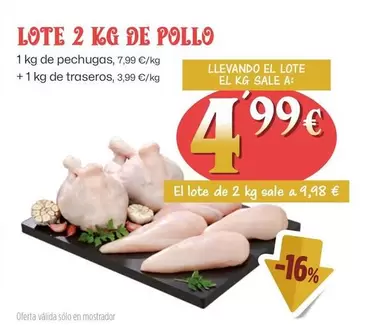 Oferta de Lote 2 Kg De Pollo por 4,99€ en Ahorramas