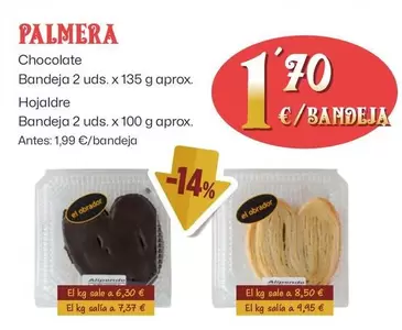 Oferta de Palmera Chocolate, Hojaldre por 1,7€ en Ahorramas