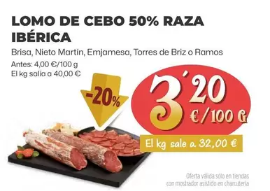 Oferta de Brisa - Lomo De Cebo 50% Raza Iberica por 3,2€ en Ahorramas