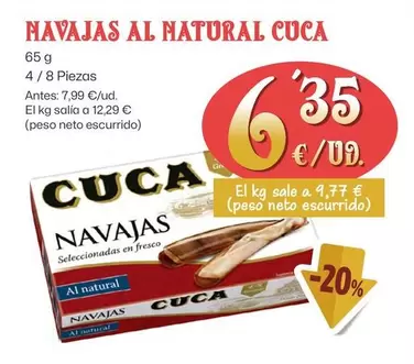 Oferta de Cuca - Navajas Al Natural por 6,35€ en Ahorramas