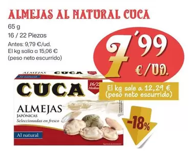 Oferta de Cuca - Almejas Al Natural por 7,99€ en Ahorramas