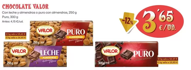 Oferta de Valor - Chocolate Con Leche Y Almendras O Puro Con Almendras por 3,65€ en Ahorramas