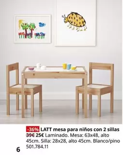 Oferta de Latt Mesa Para Niños Con 2 Sillas por 25€ en IKEA