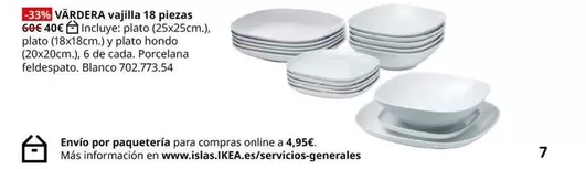 Oferta de Blanco - Viredera Vajilla 18 Piezas por 4,95€ en IKEA