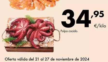 Oferta de Pulpo -  Cocido por 34,95€ en Supermercados Lupa