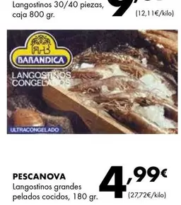 Oferta de Pescanova - Langostinos Grandes Pelados Cocidos por 4,99€ en Supermercados Lupa