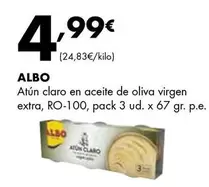 Oferta de Albo - Atún Claro En Aceite De Oliva Virgen Extra por 4,99€ en Supermercados Lupa