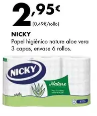 Oferta de Nicky - Papel Higiénico Nature Aloe Vera por 2,95€ en Supermercados Lupa