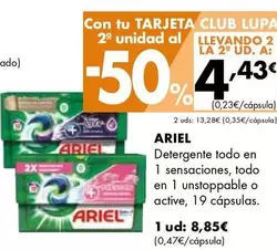 Oferta de Ariel - Detergente Todo En 1 Sensaciones, Todo En 1 Unstoppable O Active por 8,85€ en Supermercados Lupa