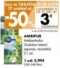 Oferta de Ambi Pur - Ambientador 3volution Tatami Japonés, Recambio por 5,99€ en Supermercados Lupa