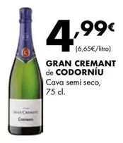 Oferta de Codorniu - Gran Cremant De por 4,99€ en Supermercados Lupa