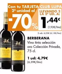 Oferta de Berberana - Vino Tinto Seleccion Oro Coleccion Privada por 4,79€ en Supermercados Lupa