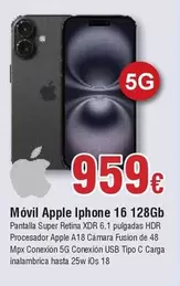 Oferta de Apple - Móvil Iphone 16 128gb por 959€ en Froiz