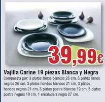 Oferta de Vajilla Carine 19 Piezas Blanca Y Negra por 39,99€ en Froiz