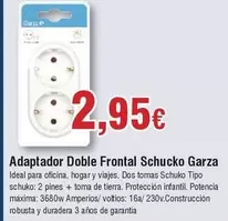 Oferta de Garza - Adaptador Doble Frontal Schucko por 2,95€ en Froiz