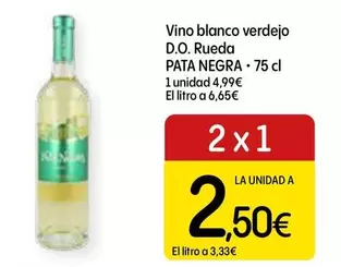 Oferta de Pata Negra - Vino Blanco Verdejo D.o. Rueda por 4,99€ en Dialprix