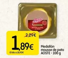 Oferta de Aoste - Medallón Mousse De Pato por 1,89€ en Dialprix