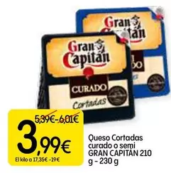 Oferta de Gran Capitán - Queso Cortadas Curado O Semi por 3,99€ en Dialprix