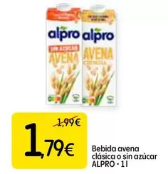 Oferta de Alpro - Bebida Avena Clasica O Sin Azucar por 1,79€ en Dialprix