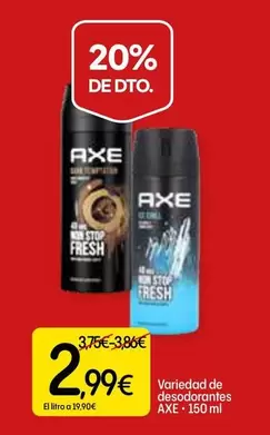 Oferta de Axe - Variedad De Desodorantes por 2,99€ en Dialprix