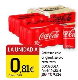 Oferta de Coca-Cola - Refresco Cola Original, Zero O Zero-zero por 0,81€ en Dialprix