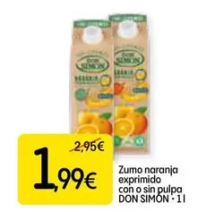 Oferta de Don Simón - Zumo Naranja Exprimido Con O Sin Pulpa por 1,99€ en Dialprix