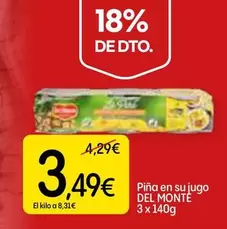 Oferta de Del Monte - Pina En Su Jugo por 3,49€ en Dialprix