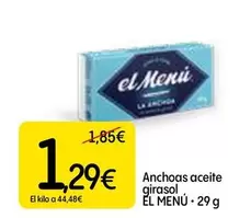 Oferta de El Menu - Enchoas Aceite Girasol por 1,29€ en Dialprix