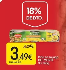 Oferta de Del Monte - Pina En Su Jugo por 3,49€ en Dialprix