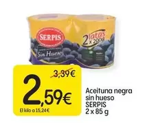 Oferta de Serpis - Aceituna Negra Sin Hueso por 2,59€ en Dialprix