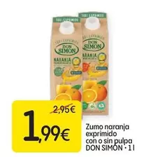 Oferta de Don Simón - Zumo Naranja Exprimido Con O Sin Pulpa por 1,99€ en Dialprix