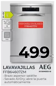 Oferta de AEG - Lavavajillas Ffb64607zm por 499€ en Tien 21