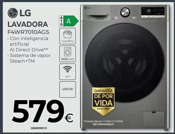 Oferta de LG - Lavadora F4wr701oags por 579€ en Tien 21