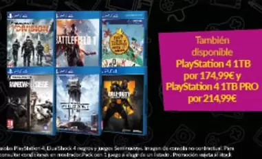 Oferta de Tambien Disponible Playstation 4 ITB Por 174,99 Y Playstation 4 ITB Pro por 174,99€ en Game