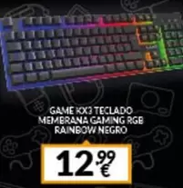 Oferta de Gaming - Game Xx3 Teclado Membrana Gaming Rge Rainbow Negro por 12,99€ en Game