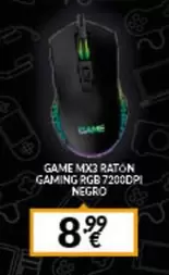 Oferta de Gaming - Game Mx3 Ratón Gaming Rgb 7200pi por 8,99€ en Game