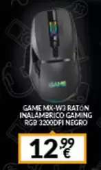 Oferta de Gaming - Game Mx-w3 Ratón Inalambrico Gaming Rgb 3200pi Negro por 12,99€ en Game