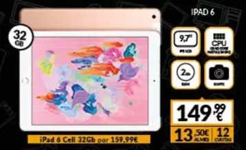 Oferta de Ipad 6 Cell 32gb por 149,99€ en Game