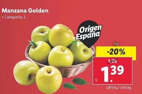 Oferta de Origen - Manzana Golden por 1,39€ en Lidl